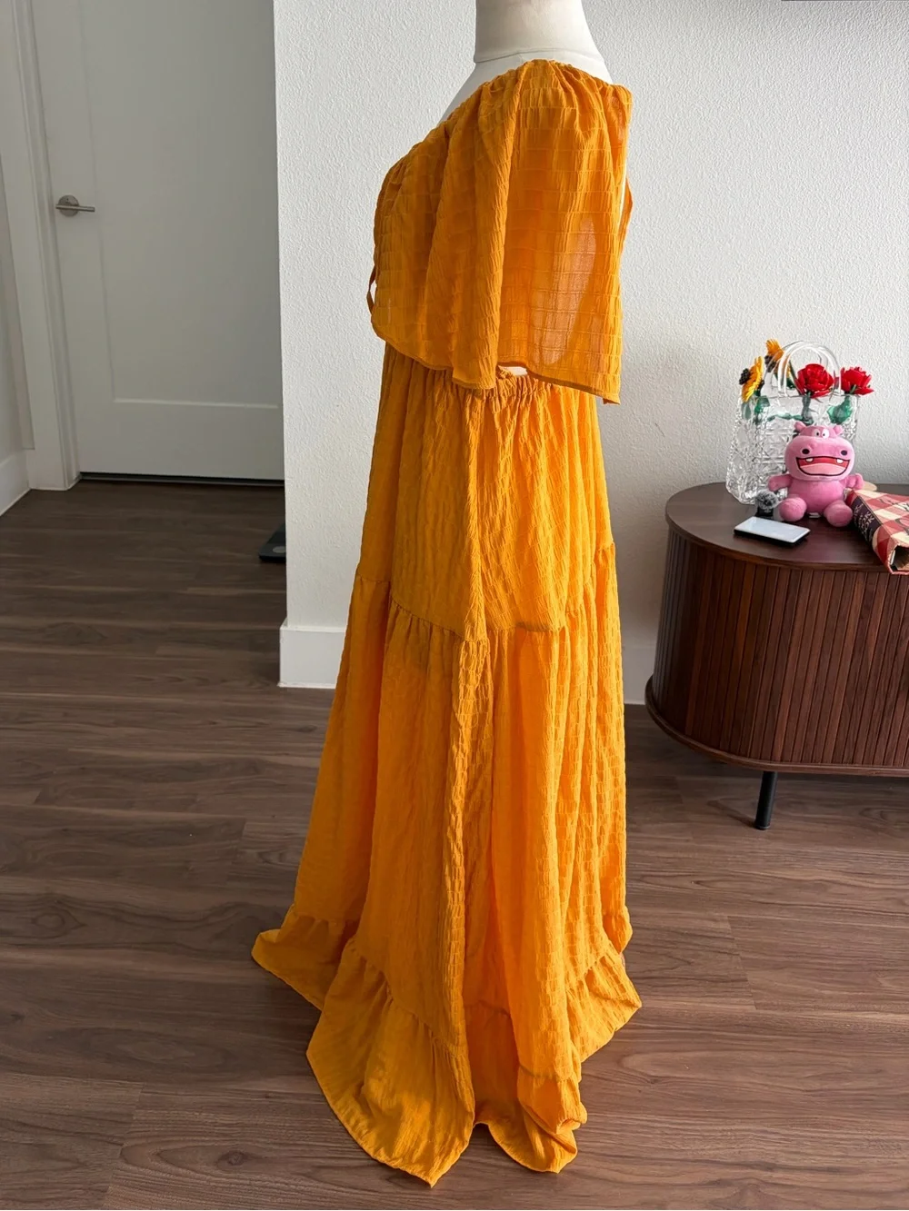 Sunflower Yellow Plunging Butterfly Sleeve Maxi Dress BOHO - Picture 2 of 12